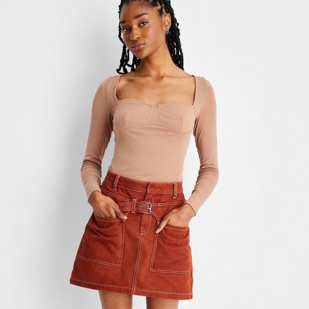 Target Future Collective Utility Belted Rust Brown Mini Skirt Cotton Women’s 12
